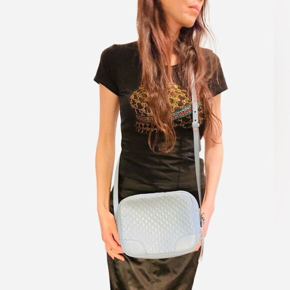 Gucci Micro GG Monogram Blue Leather Crossbody Bag - Picture 2 of 14